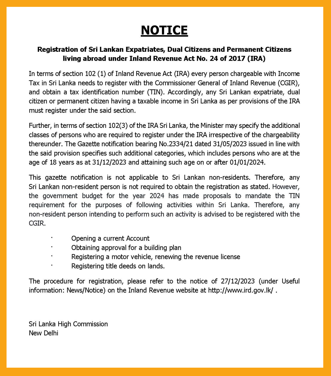 Registration Of Sri Lankan Expatriates Dual Citizens And Permanent registration-of-sri-lankan-expatriates-dual-citizens-and-permanent